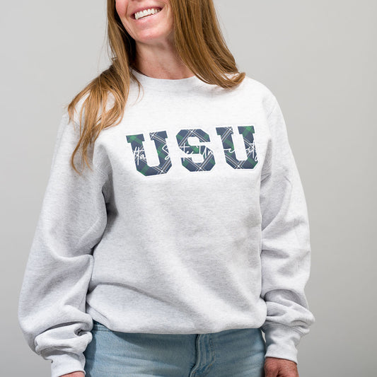 USU Tartan Crew Neck Sweatshirt