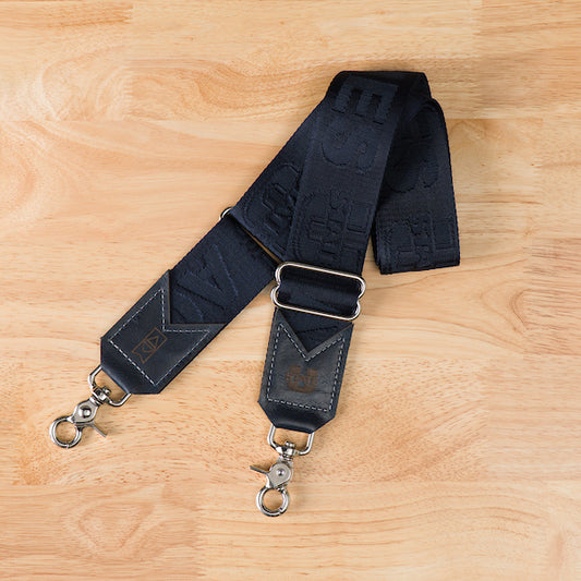Bag Strap with Silver Hardware - Navy/Navy
