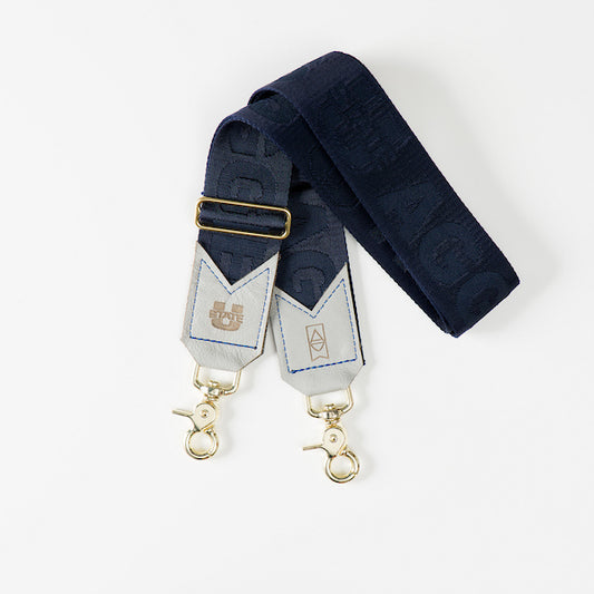 Bag Strap with Gold Hardware - Navy/Gray
