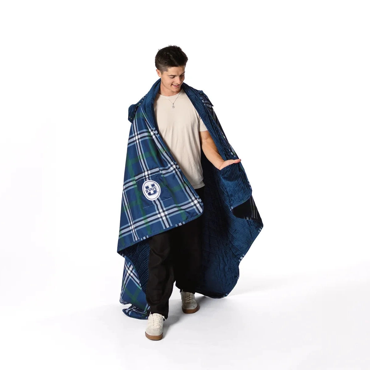 Utah State Tartan Plaid Stadium Blanket